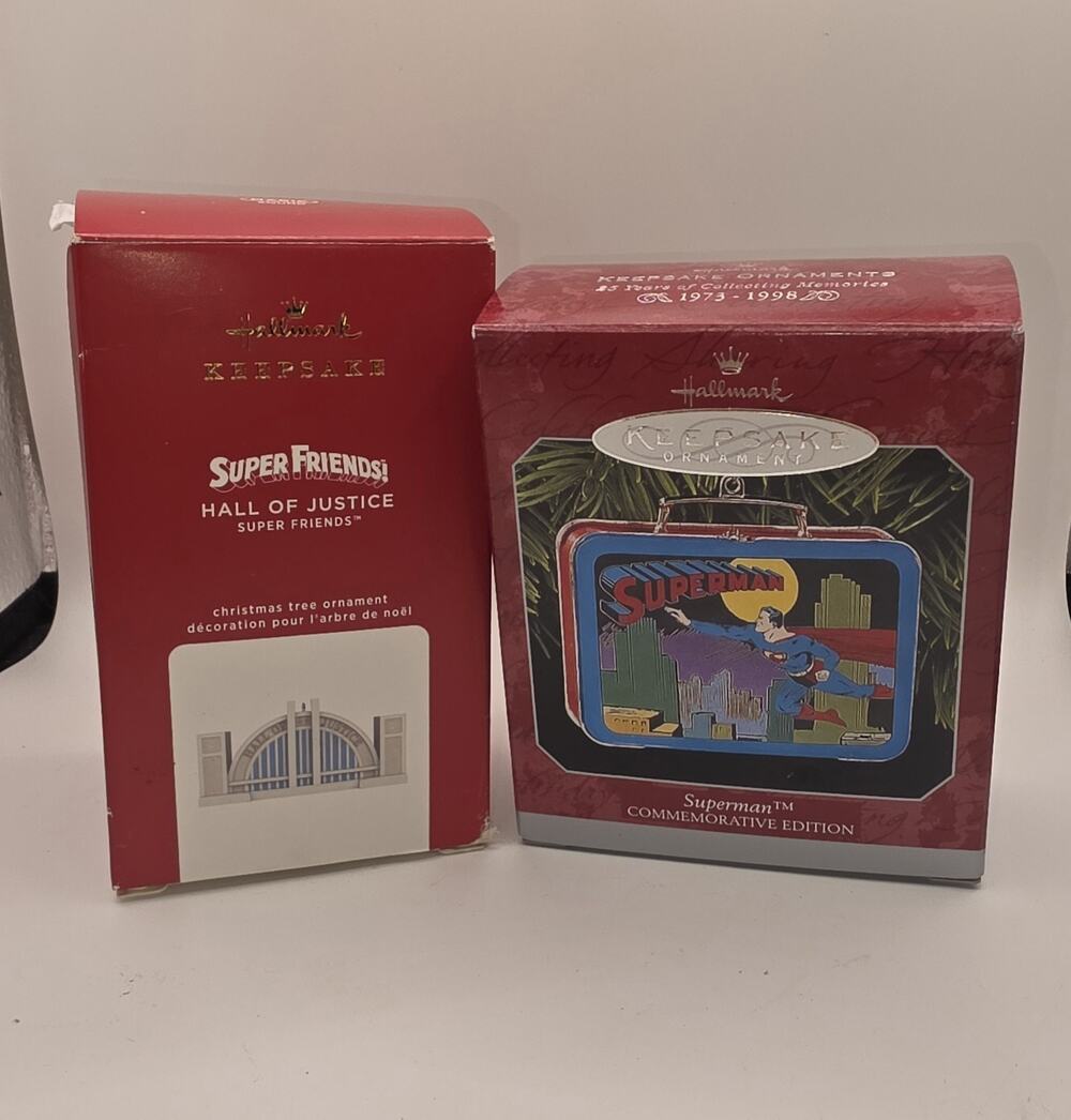 Hallmark Keepsake Superman Super Friends Hall of Justice Ornament Lot 1998 DC